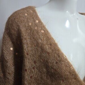 Sezane Lizy Cardigan Sweater Womens Size Large Kid Mohair Blend Metallic Dot